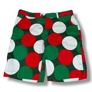 Loudmouth Golf Shorts Men’s 36 Red White Green Italian Polka Dot Stretch Spots